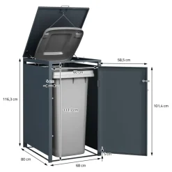 Mülltonnenbox 1er bis 240 Liter 68x80x116,3 cm aus Stahl in Anthrazit ML-Design