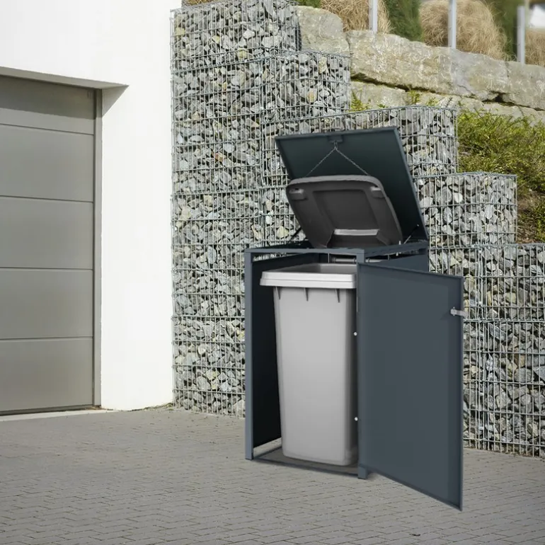Mülltonnenbox 1er bis 240 Liter 68x80x116,3 cm aus Stahl in Anthrazit ML-Design