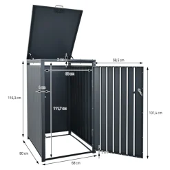 Mülltonnenbox 1er bis 240L 68x80x116,3 cm aus Stahl in Anthrazit ML-Design