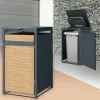 Mülltonnenbox 1er bis 240L 68x80x116,3 cm aus Stahl in Lärchenoptik ML-Design