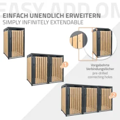 Mülltonnenbox 1er bis 240L 68x80x116,3 cm aus Stahl in Lärchenoptik ML-Design