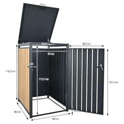 Mülltonnenbox 1er bis 240L 68x80x116,3 cm aus Stahl in Lärchenoptik ML-Design