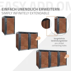 Mülltonnenbox 1er bis 240L 68x80x116,3 cm aus Stahl in Rostoptik ML-Design
