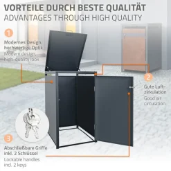 Mülltonnenbox 1er bis 240L 68x80x116,3 cm aus Stahl in Rostoptik ML-Design