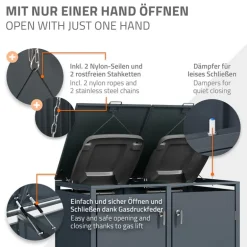 Mülltonnenbox 2er bis 240L 132x80x116,3 cm aus Stahl in Anthrazit ML-Design