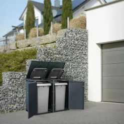 Mülltonnenbox 2er bis 240L 132x80x116,3 cm aus Stahl in Anthrazit ML-Design