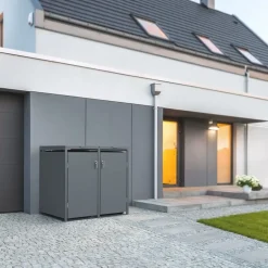 Mülltonnenbox 2er bis 240L 132x80x116,3 cm aus Stahl in Anthrazit ML-Design