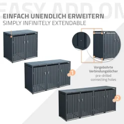 Mülltonnenbox 2er bis 240L 132x80x116,3 cm aus Stahl in Anthrazit ML-Design