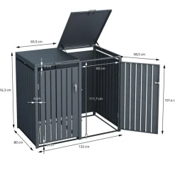 Mülltonnenbox 2er bis 240L 132x80x116,3 cm aus Stahl in Anthrazit ML-Design