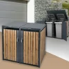 Mülltonnenbox 2er bis 240L 132x80x116,3 cm aus Stahl in Eichenoptik ML-Design