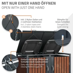 Mülltonnenbox 2er bis 240L 132x80x116,3 cm aus Stahl Rostoptik ML-Design