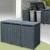 Mülltonnenbox 3er bis 240L 200x80x116,3 cm aus Stahl in Anthrazit ML-Design