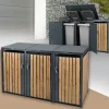 Mülltonnenbox 3er bis 240L 200x80x116,3 cm aus Stahl in Eichenoptik ML-Design