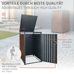 Mülltonnenbox 3er bis 240L 200x80x116,3 cm aus Stahl in Rostoptik ML-Design
