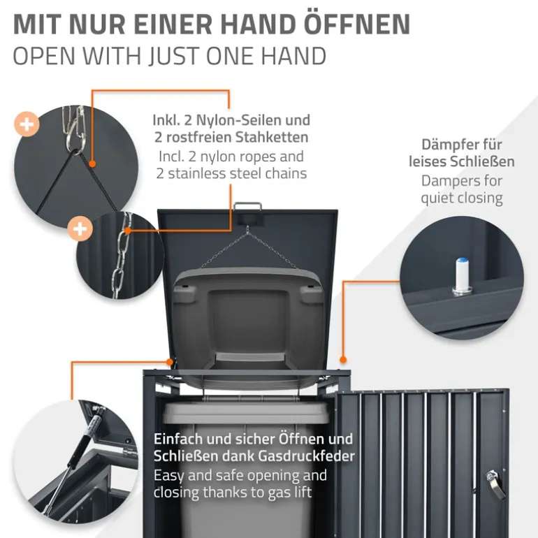 Mülltonnenbox 3er bis 240L 200x80x116,3 cm aus Stahl in Rostoptik ML-Design