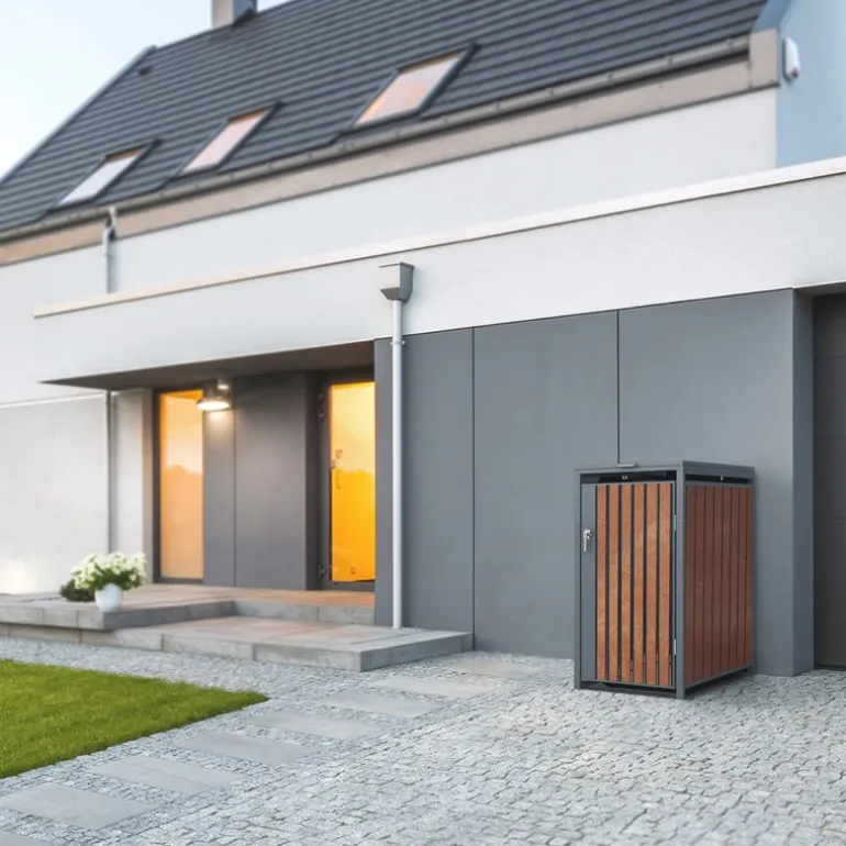 Mülltonnenbox 3er bis 240L 200x80x116,3 cm aus Stahl in Rostoptik ML-Design