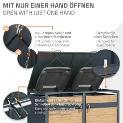 Mülltonnenbox 4er bis 240L 264x80x116,3 cm aus Stahl in Lärchenoptik ML-Design