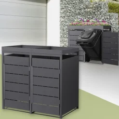 Mülltonnenbox mit Pflanzdach 2er bis 240 Liter 132x80x124 cm aus Stahl in Anthrazit ML-Design