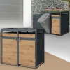 Mülltonnenbox mit Pflanzdach 2er bis 240L 132x80x124 cm aus Stahl in Eichenoptik ML-Design