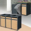 Mülltonnenbox mit Pflanzdach 3er bis 240L 200x80x124 cm aus Stahl in Lärchenoptik ML-Design
