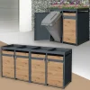 Mülltonnenbox mit Pflanzdach 4er bis 240L 264x80x124 cm aus Stahl in Eichenoptik ML-Design