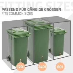 Mülltonnenbox mit Pflanzdach 4er bis 240L 264x80x124 cm aus Stahl in Lärchenoptik ML-Design