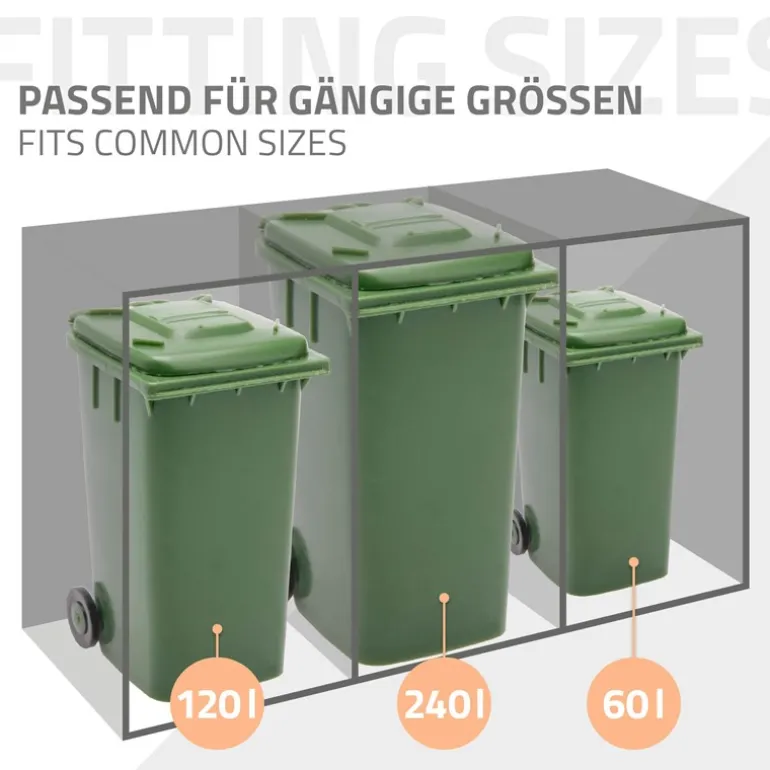 Mülltonnenbox mit Pflanzdach 4er bis 240L 264x80x124 cm aus Stahl in Lärchenoptik ML-Design