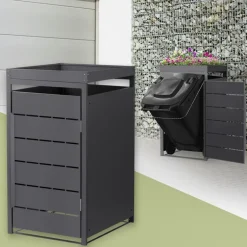 Mülltonnenbox mit Pflanzdach 1er bis 240 Liter 68x80x124 cm aus Stahl in Anthrazit ML-Design