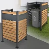 Mülltonnenzaun 91x91x150 cm Anthrazit/Holzoptik aus Stahl ML-Design