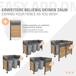 Mülltonnenzaun 91x91x150 cm Anthrazit/Holzoptik aus Stahl ML-Design