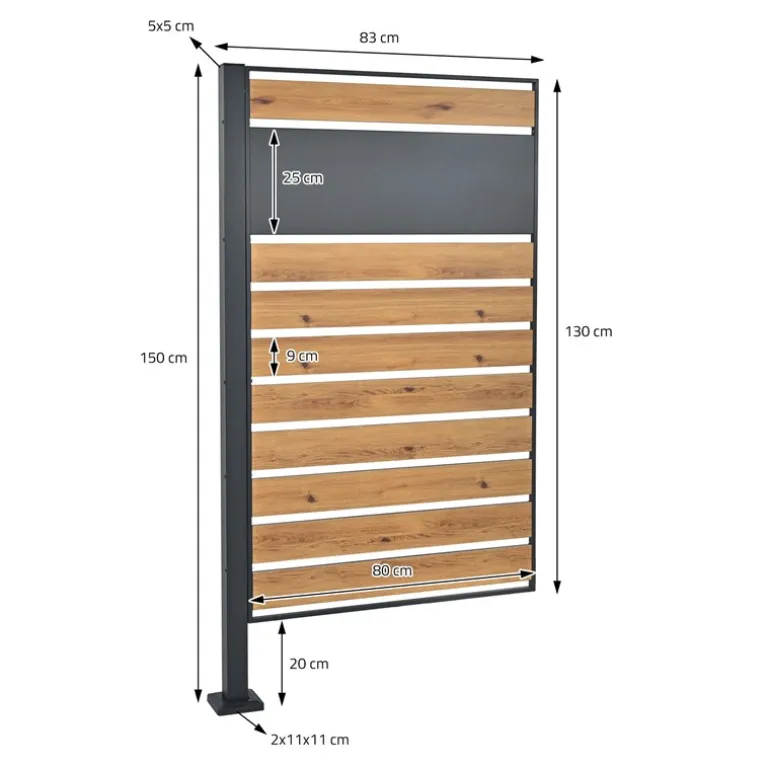 Mülltonnenzaun 91x91x150 cm Anthrazit/Holzoptik aus Stahl ML-Design
