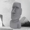 Moai Rapa Nui Kopf Figur 26,5x19x53,5 cm Grau aus Steinguss Kunstharz