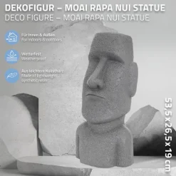 Moai Rapa Nui Kopf Figur 26,5x19x53,5 cm Grau aus Steinguss Kunstharz