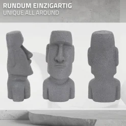 Moai Rapa Nui Kopf Figur 26,5x19x53,5 cm Grau aus Steinguss Kunstharz