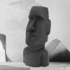 Moai Rapa Nuil Kopf Figur 26,5x19x53,5 cm Anthrazit aus Steinguss Kunstharz