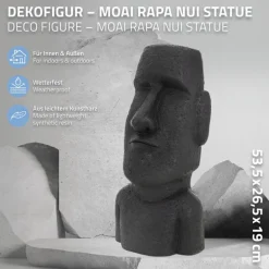 Moai Rapa Nuil Kopf Figur 26,5x19x53,5 cm Anthrazit aus Steinguss Kunstharz