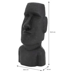 Moai Rapa Nuil Kopf Figur 26,5x19x53,5 cm Anthrazit aus Steinguss Kunstharz