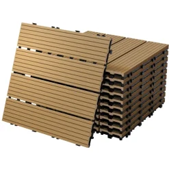 2m² 22 Stück WPC Terrassenfliesen 30x30 cm Teak in Holzoptik Balkon Bodenbelag mit Drainage und Klicksystem Terrassendielen Balkonfliesen