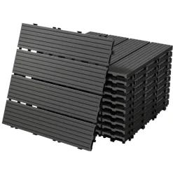 1mÂČ 11 StĂŒck WPC Terrassenfliesen 30x30 cm Anthrazit in Holzoptik Balkon Bodenbelag mit Drainage und Klicksystem Terrassendielen Balkonfliesen