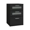 Nachttisch mit drei Schubladen 40x60x38 cm Schwarz aus Holz ML-Design