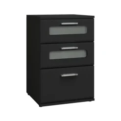 Nachttisch mit drei Schubladen 40x60x38 cm Schwarz aus Holz ML-Design