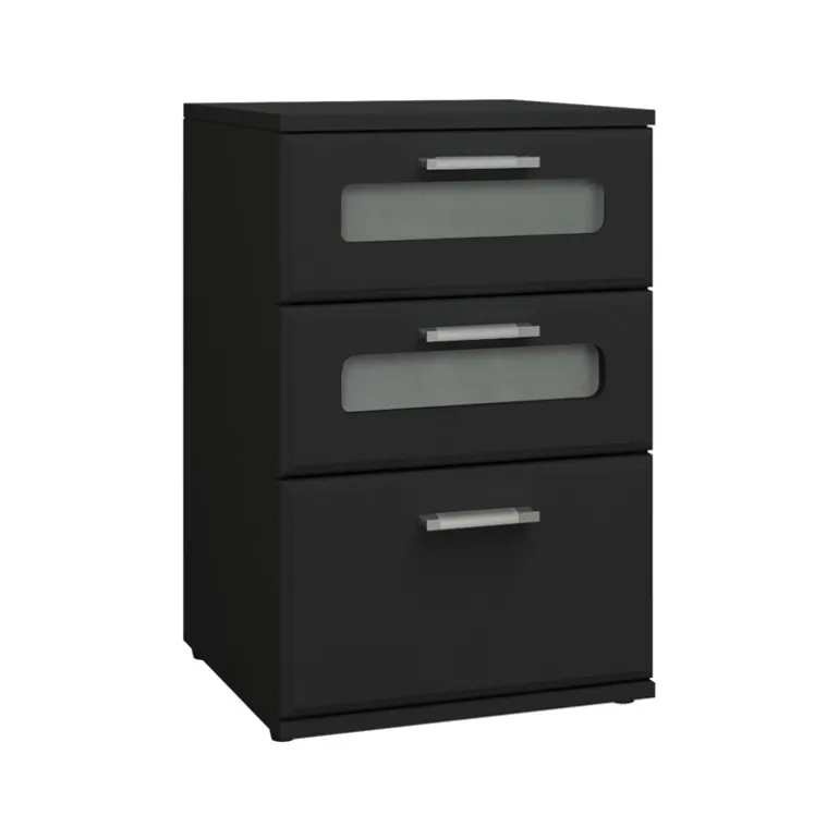 Nachttisch mit drei Schubladen 40x60x38 cm Schwarz aus Holz ML-Design