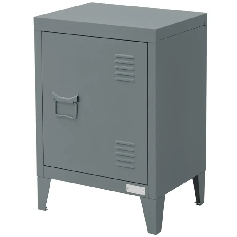 Nachttisch 40x30x58 cm Anthrazit aus Stahl mit verstellbarer Regalboden ML Design