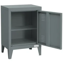 Nachttisch 40x30x58 cm Anthrazit aus Stahl mit verstellbarer Regalboden ML Design