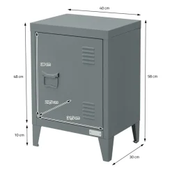 Nachttisch 40x30x58 cm Anthrazit aus Stahl mit verstellbarer Regalboden ML Design
