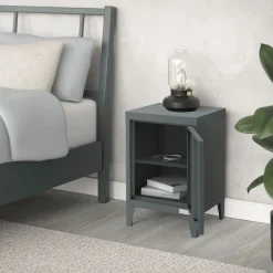 Nachttisch 40x30x58 cm Anthrazit aus Stahl mit verstellbarer Regalboden ML Design