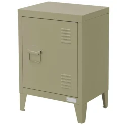Nachttisch 40x30x58 cm Olive aus Stahl mit verstellbarer Regalboden ML Design
