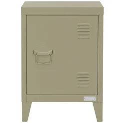Nachttisch 40x30x58 cm Olive aus Stahl mit verstellbarer Regalboden ML Design