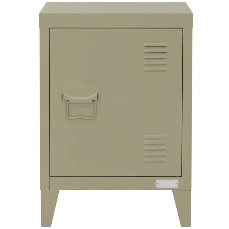 Nachttisch 40x30x58 cm Olive aus Stahl mit verstellbarer Regalboden ML Design