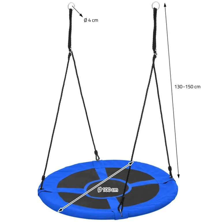 Nestschaukel für Kinder Ø100 cm Blau/Schwarz aus Polyester